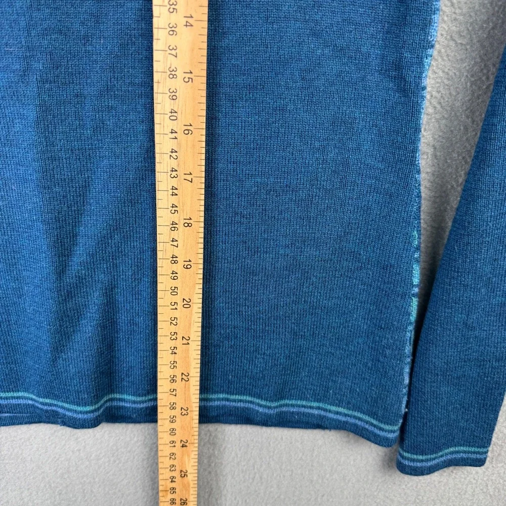 Tory Burch Walda Scarab Blue 100%‎ Merino Wool Cardigan Sweater Beetle Buttons S